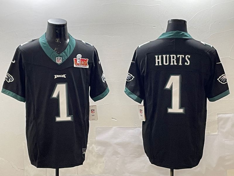 Men Philadelphia Eagles #1 Hurts Black Second generations 2025 Nike Vapor Limited NFL Jersey style 2